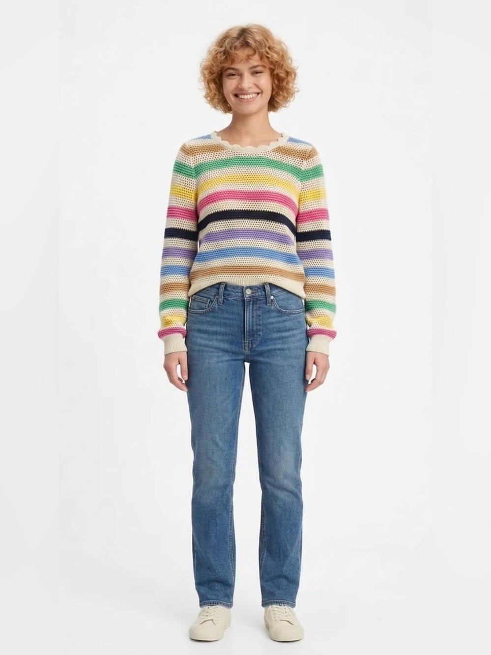 GAP Crochet Multicolor Crewneck Sweater (Size Small)